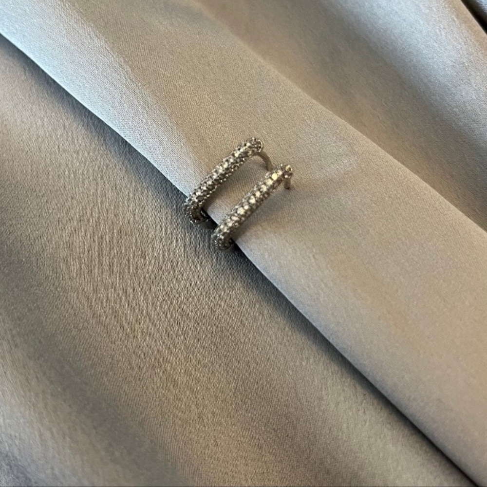 Silver Diamond Huggies
